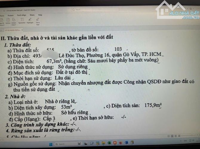 Bán nhà 493/13/20A Lê đức Thọ, Phường 16. Gv 5 x 13 CN 65m2 - 10