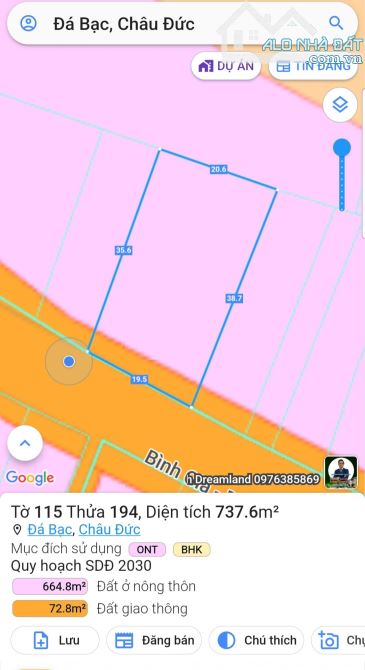 Thanh lý lô đất mt 19,5m Bình Giã - Đá Bạc - 2