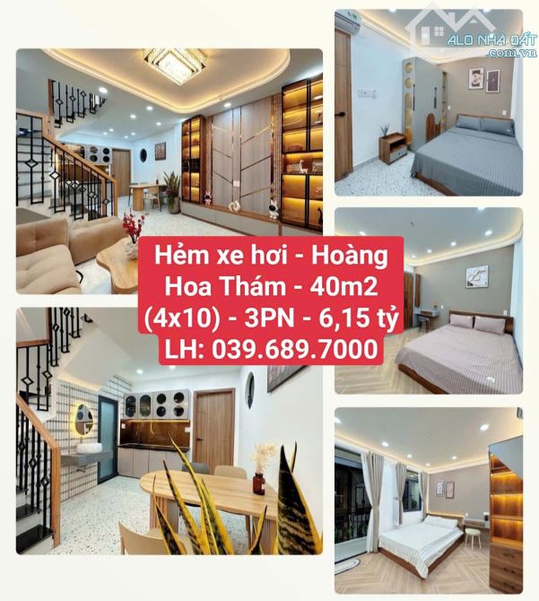 Hẻm xe hơi - Hoàng Hoa Thám - 40m2 (4x10) - 3 Phòng ngủ - chỉ 6,15 tỷ - Full Nội thất VIP