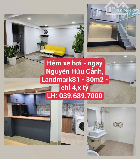 Hẻm xe hơi - ngay Nguyễn Hữu Cảnh - Landmark81 - 30m2 - Ngang 5.5m - chỉ 4,x tỷ