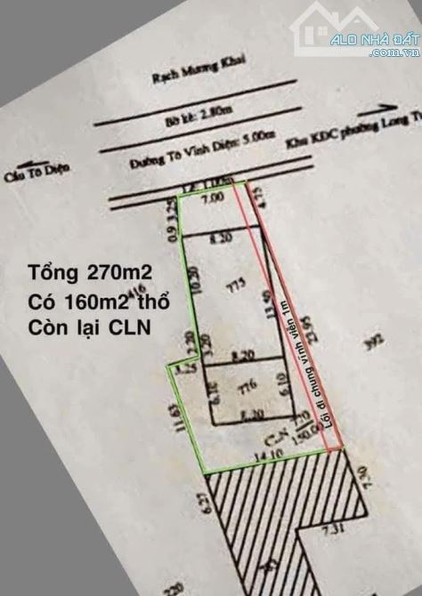 Bán đất nền mặt tiền đương Tô Vĩnh Diện Ngang 6m Tdt 270m2 giá 4ty5 - 2