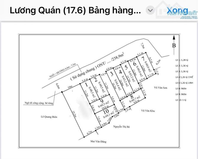 Bán lô đất  tuyến 2 trục thôn Lương Quán, Nam Sơn, An Dương 60m giá  từ 1,3 tỷ - 4