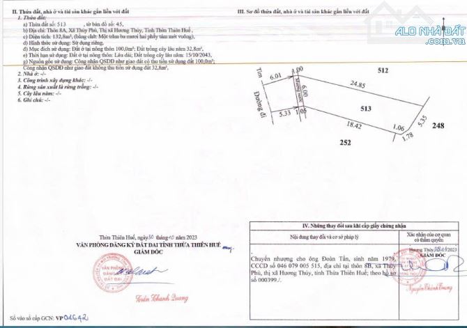 Đất mặt tiền đường nhựa Lê Trọng Vũ, thôn 8 Thuỷ Phù, Hương thuỷ, Huế. View Sông thoáng má - 5