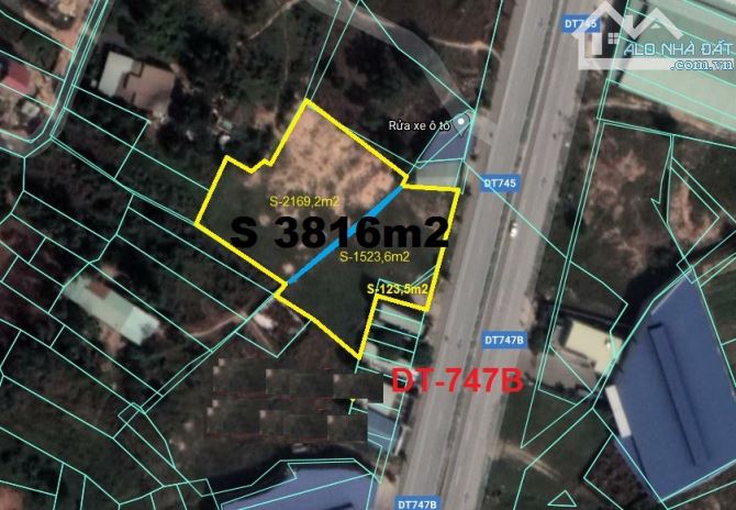 Bán đất mặt tiền ĐT 747B - P.Khánh Bình - Tp.Tân Uyên. DT 3816m2 - 4
