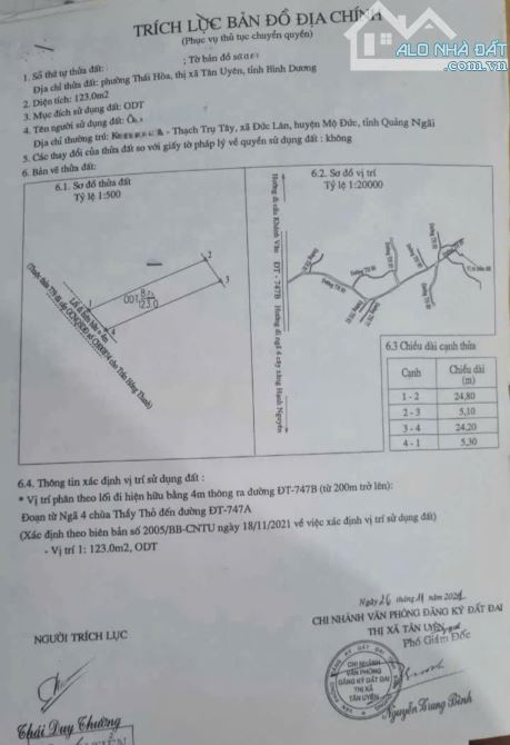 Bán đất sổ riêng 123m2 thổ cư ngang 5,3m Gần Ngã Tư Miếu Ông Cù chỉ 1ty490  HTL5163 - 5