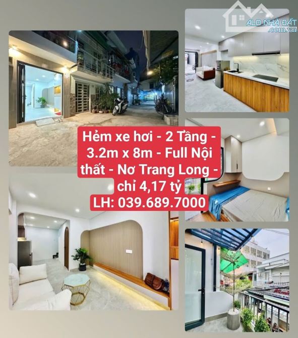 Hiếm trong Phân khúc - Hẻm xe hơi - 2 Tầng - Full Nội thất - Nơ Trang Long - chỉ 4,17 tỷ