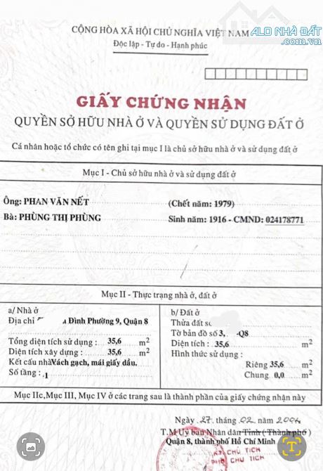 Bán nhà căn góc Ba Đình p9 Q8. Gần 36m2 ngang 5.5m, 15m ra mặt tiền, SHR, chỉ 3,88TY. TL