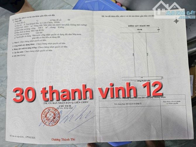 💥🍀🌺 Bán đất Thanh Vinh 12 , p. Hòa Khánh Bắc  Diện tích: 168m2 ( 7 x 24m ) giá rẻ💥 - 1