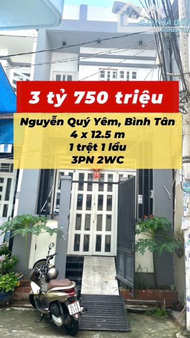 Nhà một lầu có 3 phòng ngủ đường Nguyễn Quý yêm diện tích 4 x 12,5 m2 giá 3.75 tỷ thương