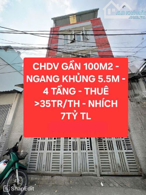 BÁN CHDV 5.5x17 - 4 TẦNG HẺM XH THÔNG - NGUYỄN TƯ GIẢN, P12, GÒ VẤP 7.6 TỶ TL