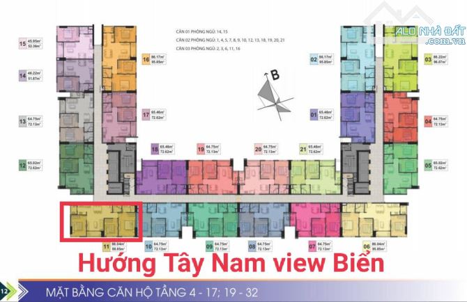 Duy nhất Căn 3PN ,Diện tích: 95.85m2 giá chỉ 2ty392 của dự án Phú Tài Residence . - 1