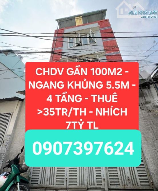 BÁN CHDV PHƯỜNG 12 GÒ VẤP, PHẠM VĂN BẠCH- Ô TÔ THÔNG- 100M, 5.5X17M, 4 TẦNG- 7.X TỶ - 1