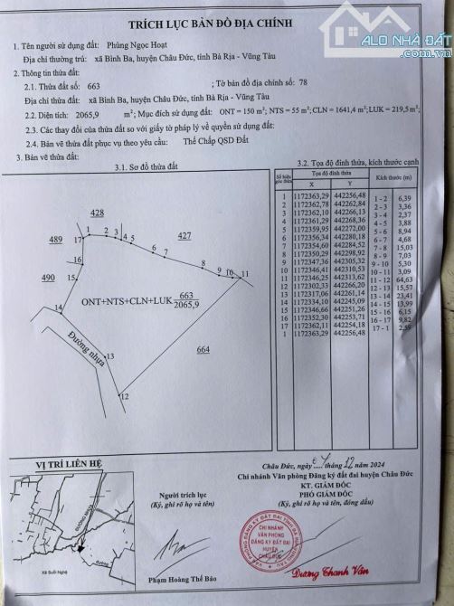 BÁN ĐẤT SÀO CÓ THỔ CƯ XÃ BÌNH BA HUYỆN CHÂU ĐỨC TỈNH BÀ RỊA VŨNG TÀU - 2