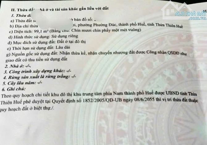 BÁN ĐẤT ĐẸP ĐƯỜNG OTO CẠNH KQH BÀU VÁ VÀ ĐIỆN BIÊN PHỦ HUẾ - 3