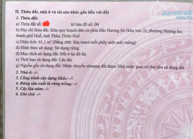 Bán lô đất đẹp tại KQH Hương Sơ - Khu Vực 2 Phường Hương Sơ, Quận Phú Xuân, Tp. Huế - 4