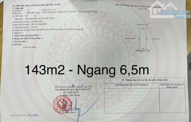 Chào bán lô đất 143m mặt ngõ rộng rãi, oto đi thông tại Bấc Vang - Dương Quan👉Giá: 3tỷ6xx