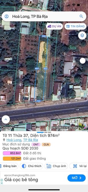 Công chứng trước tết có giá tốt, Đất sào mặt tiền TL52 Hoà Long, 900m2 giá 9 tỷ