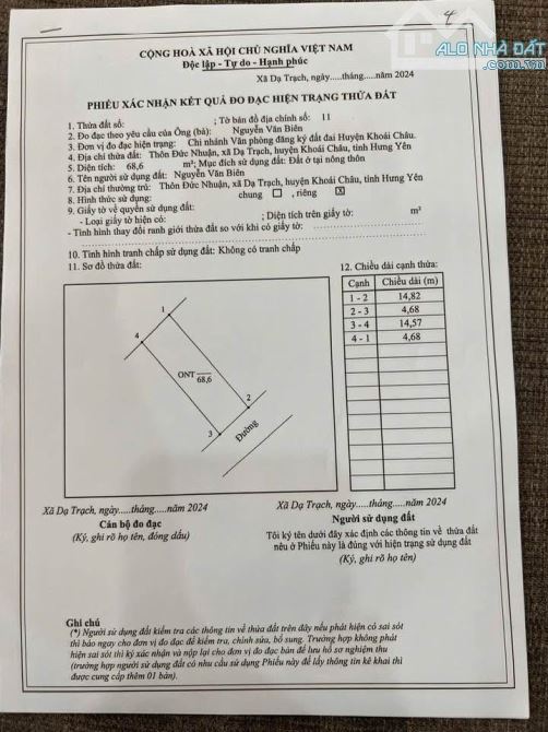 Chủ gửi bán lô đất 68m tại thôn Đức nhuận xã Dạ trạch - 2
