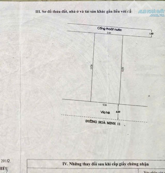 Bán đất đường 5.5m Hòa Minh 11, Liên Chiểu. Sạch đẹp. DT: 74,3m2. Giá 3.45 tỷ TL