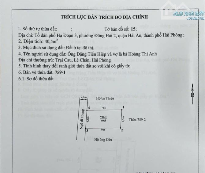 Bán đất trong ngõ Hạ Đoạn 3 Đông Hải 2 Hải An