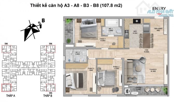 Hiếm, Bán gấp Căn hộ CC The Zei Mỹ Đình, 3PN, 2WC, 9.x tỷ - 3