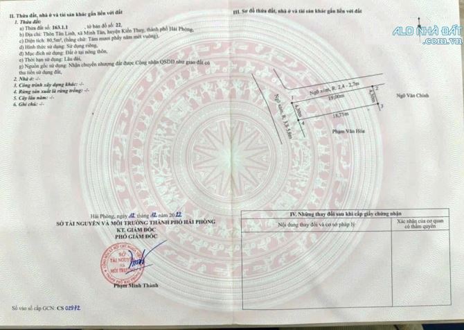 Bán đất Minh Tân - Kiến Thụy - Hải Phòng