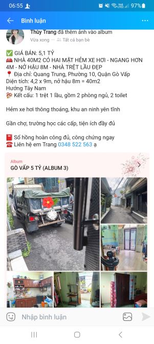 Nhà 40m2 hai mặt hẻm xe hơi giá 5,1 tỷ nở hậu 8m đường Quang Trung P10 Quận Gò Vấp SHR