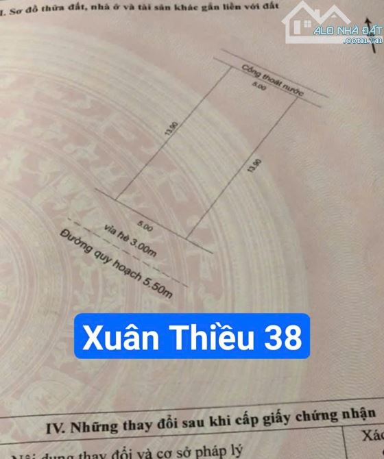 Đất khu J258 đường 5m5 Xuân Thiều 38, S=70m2 Giá: 3.7 tỷ