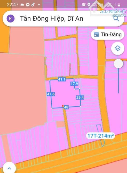 Cần bán lô đất 2 mặt tiền dt 2.175m TP. Dĩ An – Bình Dương