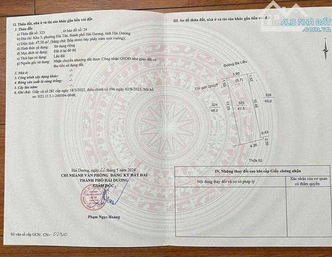 Bán lô đất ở 23 bá liễu đường vỉa hè rộng 10.5m, tp hải dương