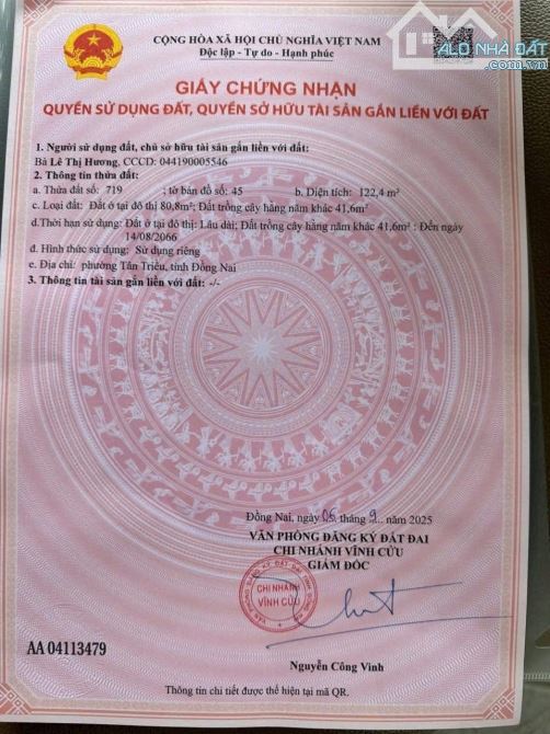 BÁN ĐẤT MẶT TIỀN HƯƠNG LỘ 15 – TÂN TRIỀU, ĐỒNG NAI