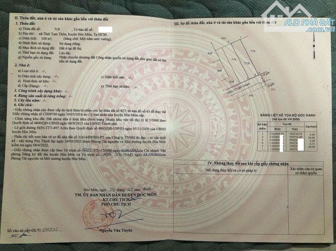 Chủ Bảy Gửi Bán Căn Nhà 1 triệt 1 gác  ở Thới Tam Thôn - Hóc Môn – Giá 870tr– SHR