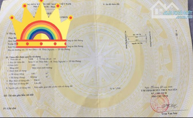 📢 BÁN ĐẤT TRUNG TÂM THỦY NGUYÊN – THÔN 5, XÃ THỦY SƠN