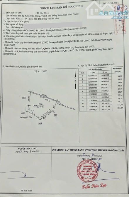 3.2ha Cao su Tiến Hưng Tp Đồng Xoài giá 2.850/Ha