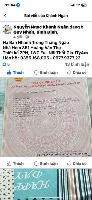 Cần bán căn nhà mặt đường đặng thì Trâm, khu vực ghềnh ráng dt 100m2