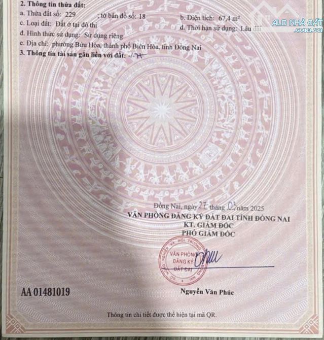 Bán đất hẻm xe hơi Nguyễn Tri Phương, Bửu Hoà, Biên Hoà - 1