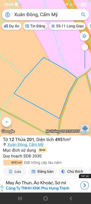 BÁN ĐẤT XUÂN ĐÔNG CAM MY ĐỒNG NAI, ĐƯỜNG ĐÁ MI, KHU DÂN CƯ GIÁ 500TR/S, dt 5000m2, 2.5 TỈ - 1