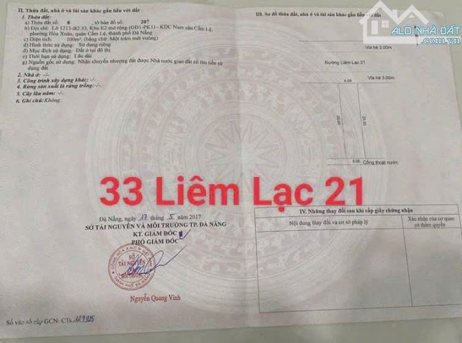 Bán nhanh đất xây lên nhà số 33 Liêm Lạc 21- Hoà Xuân- Cẩm Lệ- Đà Nẵng - 1