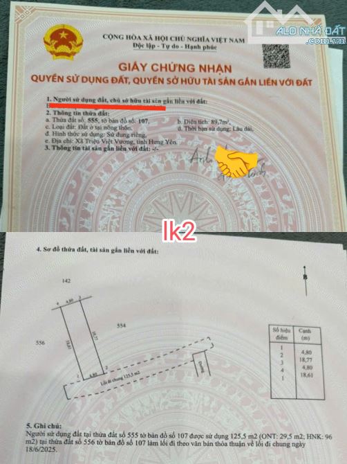 Giá cực tốt, chỉ 20t/m sở hữu 89m tại Tân Dân. Đường oto. Giáp dt379, khu hành chính, chợ. - 2