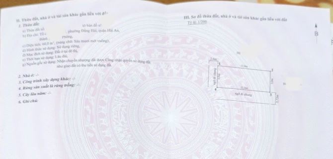 834. Lô góc mặt ngõ 205 Đằng Hải cách đường Trần Hoàn 50m  - Diện tích: 60m2 ngang 5m vuôn - 2