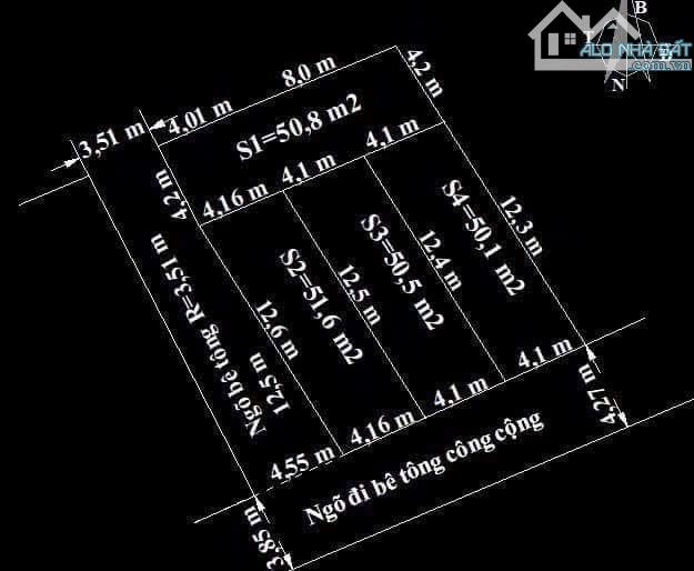 Bán đất Hà Đậu, ngõ thông 4m. 50,5m2. Giá 1,2x tỷ - 3