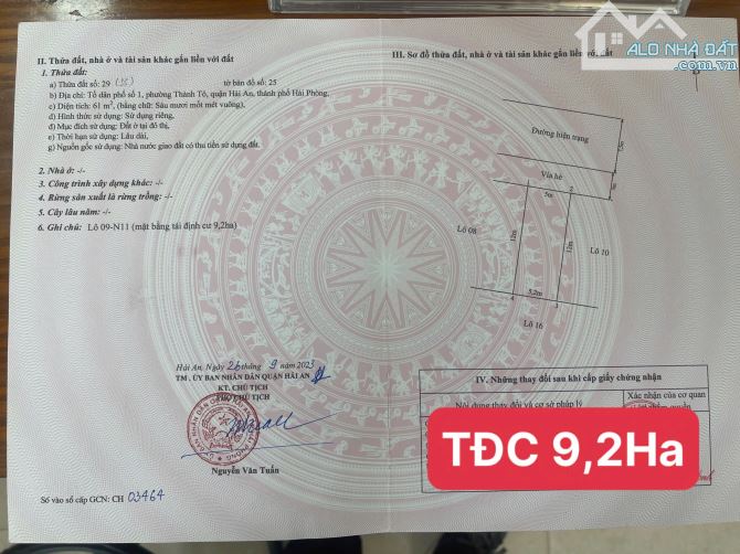 Bán Đất TĐC 9.2ha Tuyến 2 Bùi Viện 61m2 ngang 5 - 3
