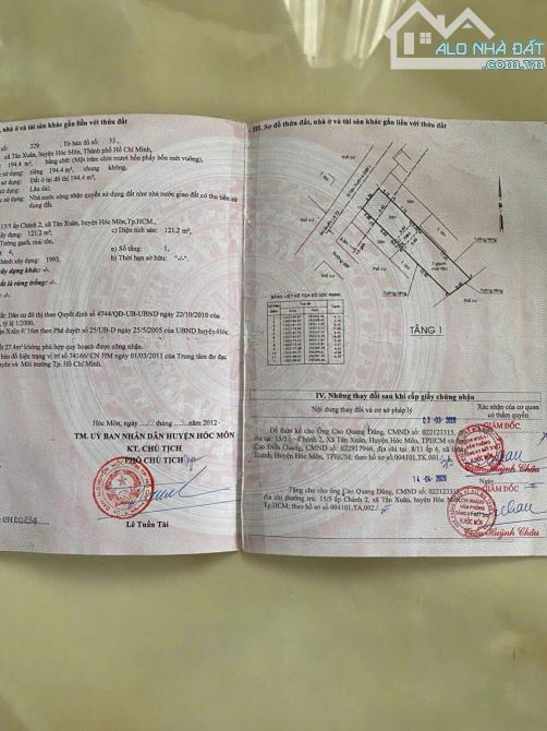 HÓC MÔN, BÁN NHÀ C4 MẶT TIỀN TÂN XUÂN 4, DT 6.5x30m # 195m2 GIÁ - 3