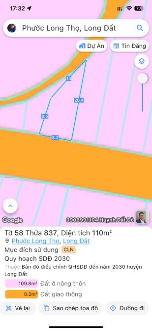 👉LÔ GÓC HAI MẶT TIỀN ĐƯỜNG NGUYỄN HUỆ - HUYỆN ĐẤT ĐỎ -BRVT  -Diện Tích :110m2 - 5