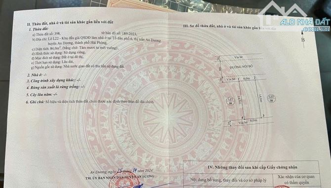 Bán đất tổ 6 trung tâm thị trấn An Dương 84m giá chỉ từ  3,5 tỷ - 5