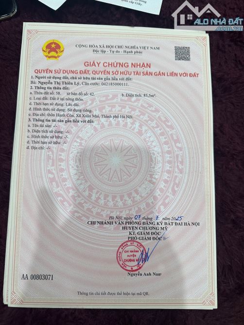Bán khu phân lô hạnh côn xã xuân mai hà nội diện tích 80m một lô - 7