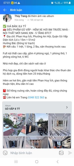Siêu phẩm 5 tầng xây mới full nội thất đường 8m 51m2 giá 8,6 tỷ Phường An Hội Tây Gò Vấp