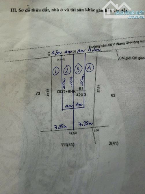 4 LÔ LIỀN KỀ HẺM 66 WANG – CÁCH Y WANG CHỈ 25M