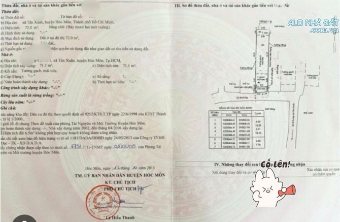 Bán nhanh Căn nhà Ngay Tân Xuân 6 Hóc Môn 72m2 Sổ Hồng Riêng 810triệu Bao Phí thuế - 1