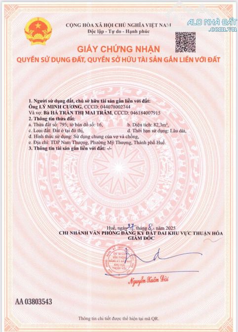 🔥 CẦN BÁN GẤP LÔ ĐẤT KIỆT OTO GẦN PHẠM VĂN ĐỒNG, PHƯỜNG MỸ THƯỢNG, TP HUẾ – GIÁ TỐT CHÍNH - 1